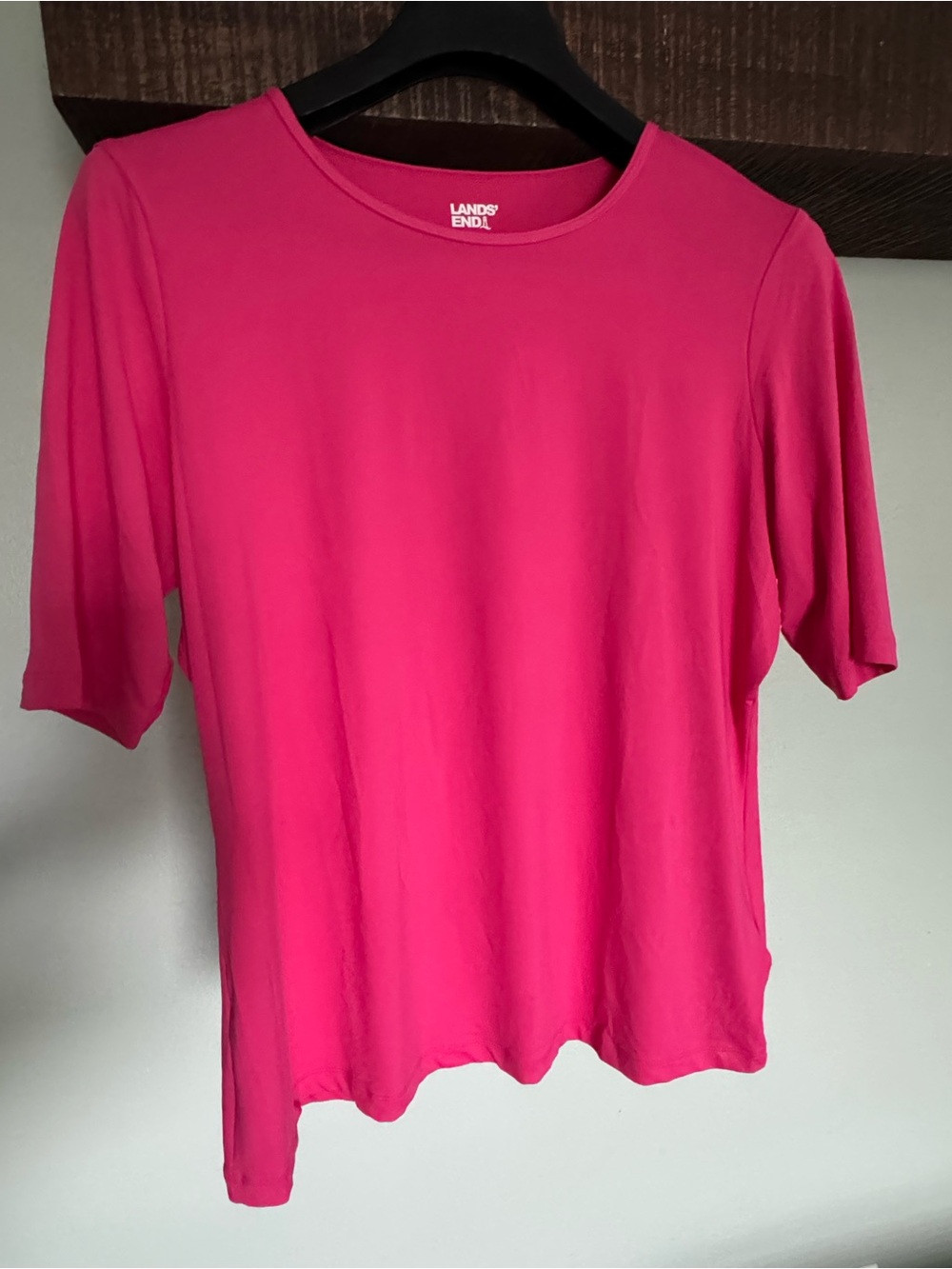 Lands' End Short Sleeve Crewneck Top - Hot Pink